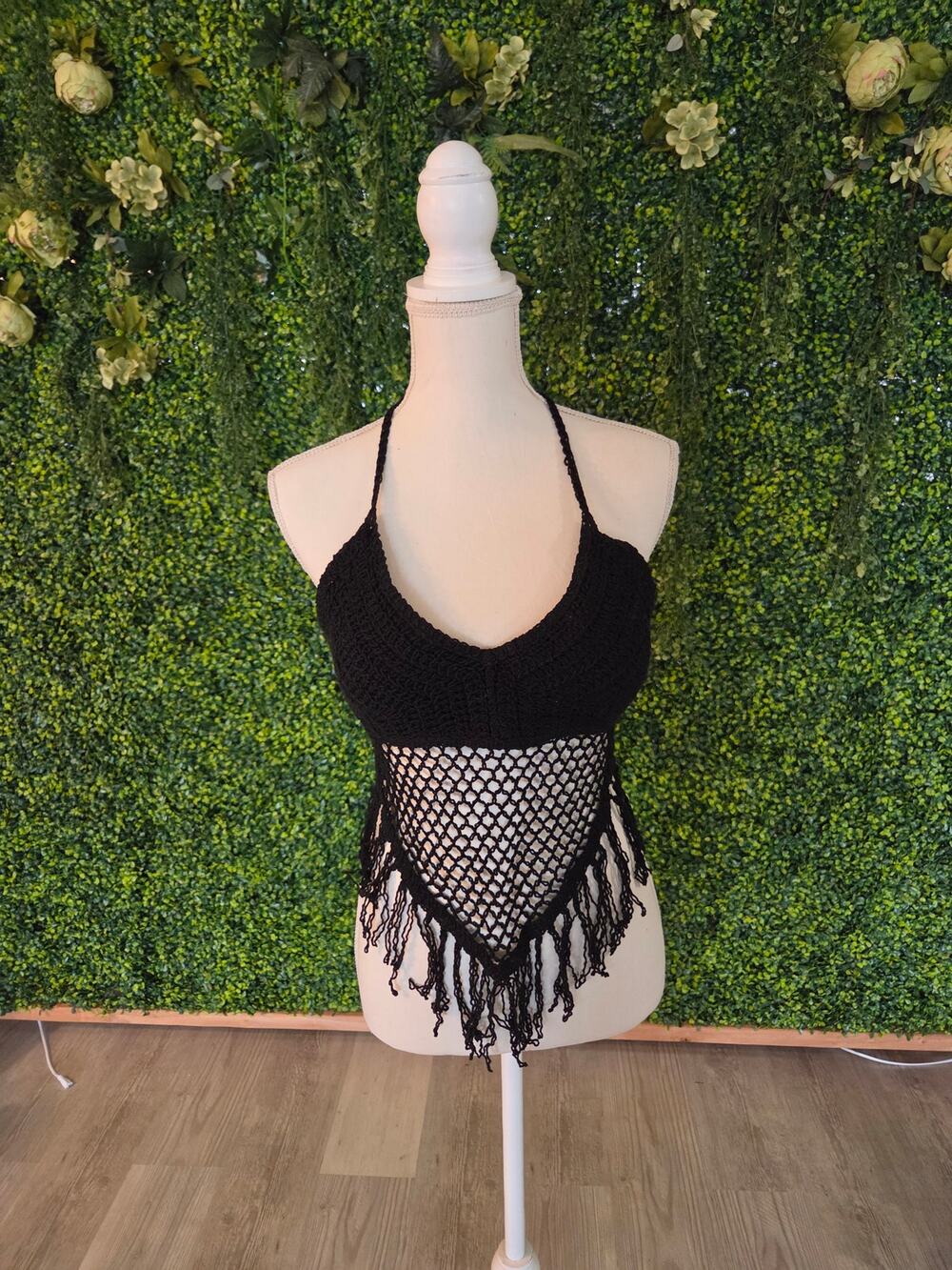 Wrenley Crochet Top in Black from Joyfolie